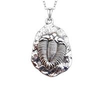 LKBEADS Halskette aus 925er Sterlingsilber mit Trilobitenfossil. Klein |LK_NLC_03096