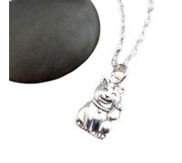 LKBEADS Halskette aus 925er Sterlingsilber mit winkender Glückskatze, kleine Maneki Neko, Glücksbringer, Tiergeschenk, Liebe, zierlich, zart, Wohlstand | mit 45 cm Kette | versilbert | LK_PNK_03011