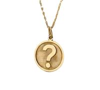 LKBEADS Halskette mit Fragezeichen-Anhänger aus Gold |LK_NLC_01146 | Versilberter runder Münzanhänger (24 mm) ein symbolisches Schmuckgeschenk zum Geburtstag oder Jahrestag.