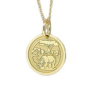 LKBEADS Halskette mit graviertem Nashorn-Münzanhänger, 24 mm, mit 45,7 cm langer Kabelkette | Sterlingsilber, vergoldet | Unisex-Schmuckgeschenk | LK_PNDN_1356
