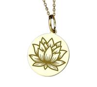 LKBEADS Lotus-Geburtsblumen-Anhänger-Halskette aus 925er Sterlingsilber, vergoldet, mit 45,7 cm langer Kabelkette, handgefertigter Schmuck für Damen und Herren |LKD_EGP_00144
