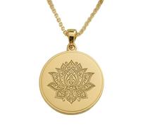 LKBEADS Lotus-Mandala-Anhänger-Halskette aus 925er Sterlingsilber, vergoldet, mit 45,7 cm langer Kabelkette, handgefertigter Schmuck für Damen und Herren |LKD_EGP_00752