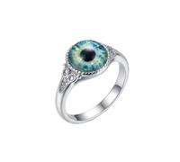 LKBEADS Mystic Eye Statement-Ring aus 316L Edelstahl, silberplattiert, größenverstellbar, mit Kristallstein, für jeden Anlass | LK_SLF_CHR_0270_RJ
