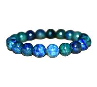 LKBEADS natürlicher Azurit-Edelstein 10 mm | runde Form, glatt geschliffener Stein | 7 Zoll | blau-grüner Edelstein | Energie-Stretch-Armband | Heilarmband | handgefertigter Schmuck | LSB_02218