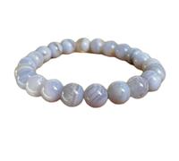 LKBEADS natürlicher Chalcedon-Edelstein 8 mm | runde Form, glatt geschliffener Stein | 7 Zoll | blauer Edelstein | Energie-Stretch-Armband | Heilarmband | handgefertigter Schmuck | LSB_00103