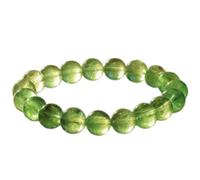 LKBEADS Natürlicher Fluorit-Edelstein, 10,5 mm, runde Form, glatt geschliffener Stein, 17,8 cm, grüner Edelstein, Dhan Yog Stretch-Armband, Erfolgsarmband, handgefertigter Schmuck, LK_BRC_02577