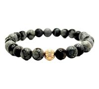 LKBEADS natürlicher grauer Obsidian-Edelstein 6 mm | runde Form, glatt geschliffener Stein | 7 Zoll | grauer Edelstein | Energie-Stretch-Armband | Heilarmband | handgefertigter Schmuck | LSB_01528