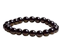 LKBEADS natürlicher Hämatit-Edelstein 8 mm | runde Form, glatt geschliffener Stein | 7 Zoll | schwarzer Edelstein | Balance-Stretch-Armband | Erdungsarmband | handgefertigter Schmuck | LSB_00013