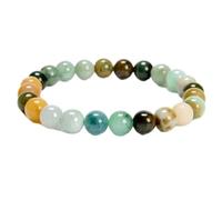 LKBEADS natürlicher Jade-Edelstein, 8 mm | runde Form, glatt geschliffener Stein | 7 Zoll | mehrfarbiger Edelstein | Energie-Stretch-Armband | Heilarmband | handgefertigter Schmuck | LSB_01005