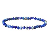 LKBEADS natürlicher Lapislazuli-Edelstein, 4 mm | runde Form, facettiert geschliffener Stein | 7 Zoll | blauer Edelstein | Energie-Stretch-Armband | Heilarmband | handgefertigter Schmuck | LSB_00890