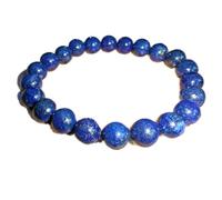 LKBEADS natürlicher Lapislazuli-Edelstein 8 mm | runde Form, glatt geschliffener Stein | 7 Zoll | blauer Edelstein | Energie-Stretch-Armband | Heilarmband | handgefertigter Schmuck | LSB_00156