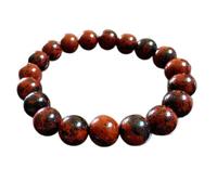 LKBEADS natürlicher Mahagoni-Obsidian-Edelstein 8 mm | runde Form, glatt geschliffener Stein | 7 Zoll | roter Edelstein | Energie-Stretch-Armband | Heilarmband | handgefertigter Schmuck | LSB_00277