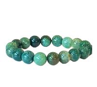 LKBEADS natürlicher Moosachat-Edelstein 10 mm | runde Form, glatt geschliffener Stein | 7 Zoll | grüner Edelstein | Energie-Stretch-Armband | Heilarmband | handgefertigter Schmuck | LSB_00862