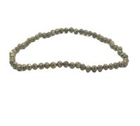 LKBEADS Natürlicher Pyrit-Edelstein, 4 mm | Rondell-förmiger, facettierter Stein | Grauer Stein | Stretch-Armband für Wohlstand | Motivationsarmband | Handgefertigter Schmuck | LK_WOSB_00934_7.5