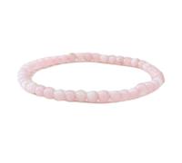 LKBEADS Natürlicher Rosenquarz-Edelstein, 4 mm | Runder, glatt geschliffener Stein | Rosafarbener Stein | Energie-Stretch-Armband | Heilendes Armband | Handgefertigter Schmuck | LK_WOSB_00667_6.5