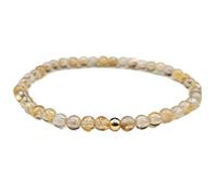 LKBEADS natürlicher Rutilquarz-Edelstein, 4 mm | runde Form, glatt geschliffener Stein | 7 Zoll | gelber Edelstein | Energie-Stretch-Armband | Heilarmband | handgefertigter Schmuck | LSB_01200