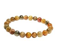 LKBEADS natürlicher Rutilquarz-Edelstein, 8 mm | runde Form, glatt geschliffener Stein | 7 Zoll | mehrfarbiger Edelstein | Energie-Stretch-Armband | Heilarmband | handgefertigter Schmuck | LSB_00363