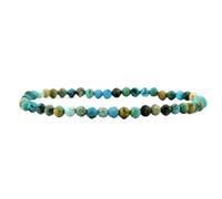 LKBEADS Natürlicher Türkis-Edelstein, 4 mm | Runder, facettierter Stein | Mehrfarbiger Stein | Elastisches Armband für Wohlstand | Schutzarmband | Handgefertigter Schmuck | LK_WOSB_00900_7.5