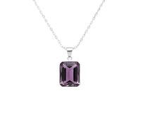 LKBEADS Natürlicher violetter Quarz-Edelsteinanhänger, rechteckig, facettiert, 22 x 20 mm, mit 45 cm langer Ankerkette |L_DPN_00315