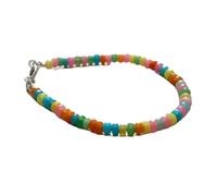 LKBEADS Natürliches äthiopisches Opal-Gliederarmband, 4 mm, Rondelle-Form, glatt geschliffen, mehrfarbiger Stein, 18 cm langes Stapelarmband, handgefertigter Schmuck |LK_SLNK_00311