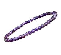 LKBEADS Natürliches Amethyst-Armband, 4 mm, glatt geschliffen, runde Edelsteine, lila, 18 cm (7 Zoll) dehnbar, für Damen und Herren, ideal als Geschenk für Meditation und Glück |L_STBC_00359_7