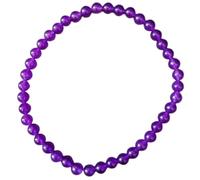 LKBEADS Natürliches Amethyst-Armband, 4 mm, glatt geschliffen, runde Edelsteine, lila, 18 cm (7 Zoll) dehnbar, für Damen und Herren, ideal als Geschenk für Meditation und Glück |L_STBC_00356_6.5