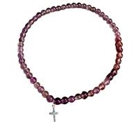 LKBEADS Natürliches Amethyst-Armband, 4 mm, glatt geschliffen, runde Edelsteine, rosa, 18 cm (7 Zoll) dehnbar, für Damen und Herren, ideal als Geschenk für Meditation und Glück |L_STBC_00362_6.5