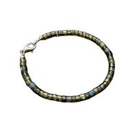 LKBEADS Natürliches Labradorit-Gliederarmband, 4 x 4 mm, facettierter, grauer Edelstein in Reifenform, 18 cm (7 Zoll) langes Stapelarmband, handgefertigter Schmuck |LK_SLNK_00038