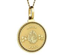 LKBEADS Religiöse Medaille mit graviertem Motiv der Jungfrau Maria aus 925er Sterlingsilber, runder Anhänger (28 mm), vergoldet, für Damen und Herren, mit 45,7 cm langem Schmuckkabel | LK_ENGP_0824