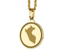 LKBEADS Rundes Medaillon (25 mm) aus 925er Sterlingsilber mit gravierter Peru-Karte, vergoldet, ideal als Reiseschmuck für Damen und Herren |LK_EGMP_0057