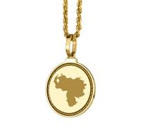 LKBEADS Rundes Medaillon (25 mm) aus 925er Sterlingsilber mit gravierter Venezuela-Karte, vergoldet, ideal als Reiseschmuck für Damen und Herren |LK_EGMP_0018