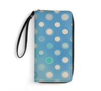 LKHDS Kleine Ledertasche mit Handgelenk, Blau, Aquablau, Grau, Punktemuster, bedrucktes Echtleder, für Damen und Herren, exquisite und personalisierte tragbare Geldbörse, weiß, 19,7 x 10,5 cm, weiß,