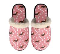 LKHVGY Bequeme Hausschuhe, rutschfest, Winter, warm, für Schlafzimmer, Innenbereich, Größe XS-XL, Dackel Pink, X-Large