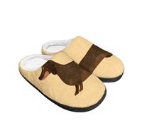 LKHVGY Niedliche Hausschuhe für Damen, warme Schlafzimmer-Hausschuhe, rutschfest, bequem, für drinnen und draußen, Dackel, 39.5/40.5 EU