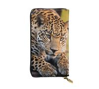LKTPSKQRY Damen-Geldbörse, Leder, schmal, lang, Kartenhalter, Reißverschluss, Clutch, afrikanischer Leopard, Reisegeldbörse