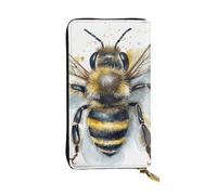 LKTPSKQRY Damen-Geldbörse, Leder, schmal, lang, Kartenhalter, Reißverschluss, Clutch, Aquarell, Biene, Reise-Geldbörse