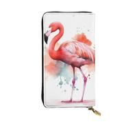 LKTPSKQRY Damen-Geldbörse, Leder, schmal, lang, Kartenhalter, Reißverschluss, Clutch, Aquarell, Flamingo, Reisegeldbörse