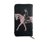 LKTPSKQRY Damen-Geldbörse, Leder, schmal, lang, Kartenhalter, Reißverschluss, Clutch, Dressurreiter, Pferd, Reisegeldbörse