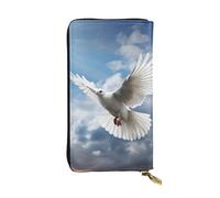 LKTPSKQRY Damen-Geldbörse, Leder, schmal, lang, Kartenhalter, Reißverschluss, Clutch, Friedenstaube, Reisegeldbörse