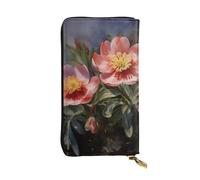 LKTPSKQRY Damen-Geldbörse, Leder, schmal, lang, Kartenhalter, Reißverschluss, Clutch, Frühling, Blume, Reise-Geldbörse