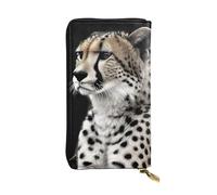 LKTPSKQRY Damen-Geldbörse, Leder, schmal, lang, Kartenhalter, Reißverschluss, Clutch, Gepard, Reisegeldbörse