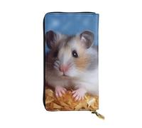 LKTPSKQRY Damen-Geldbörse, Leder, schmal, lang, Kartenhalter, Reißverschluss, Clutch, Hamster, Reise-Geldbörse