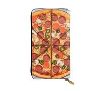 LKTPSKQRY Damen-Geldbörse, Leder, schmal, lang, Kartenhalter, Reißverschluss, Clutch, "I Love Pizza", Reisegeldbörse