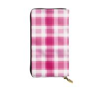 LKTPSKQRY Damen-Geldbörse, Leder, schmal, lang, Kartenhalter, Reißverschluss, Clutch, kariert, Reisegeldbörse