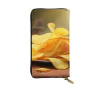 LKTPSKQRY Damen-Geldbörse, Leder, schmal, lang, Kartenhalter, Reißverschluss, Clutch, Kartoffelchips, Reisegeldbörse