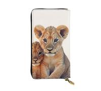 LKTPSKQRY Damen-Geldbörse, Leder, schmal, lang, Kartenhalter, Reißverschluss, Clutch, kleiner Löwe, Reisegeldbörse