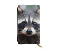 LKTPSKQRY Damen-Geldbörse, Leder, schmal, lang, Kartenhalter, Reißverschluss, Clutch, kleiner Waschbärgesicht, Reisegeldbörse