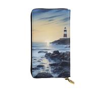 LKTPSKQRY Damen-Geldbörse, Leder, schmal, lang, Kartenhalter, Reißverschluss, Clutch, Leuchtturm, Reise-Geldbörse