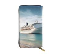 LKTPSKQRY Damen-Geldbörse, Leder, schmal, lang, Kartenhalter, Reißverschluss, Clutch, Meer, Kreuzfahrt, Schiff, Reise