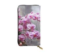 LKTPSKQRY Damen-Geldbörse, Leder, schmal, lang, Kartenhalter, Reißverschluss, Clutch, Orchidee, Reisegeldbörse